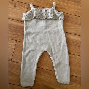 Zara Beige Cream Knit Baby Romper Overalls One Piece 6-9 Months